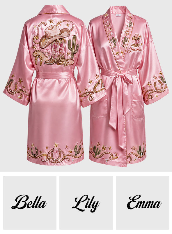 Robe Satin Personnalisée Cowgirl Rose