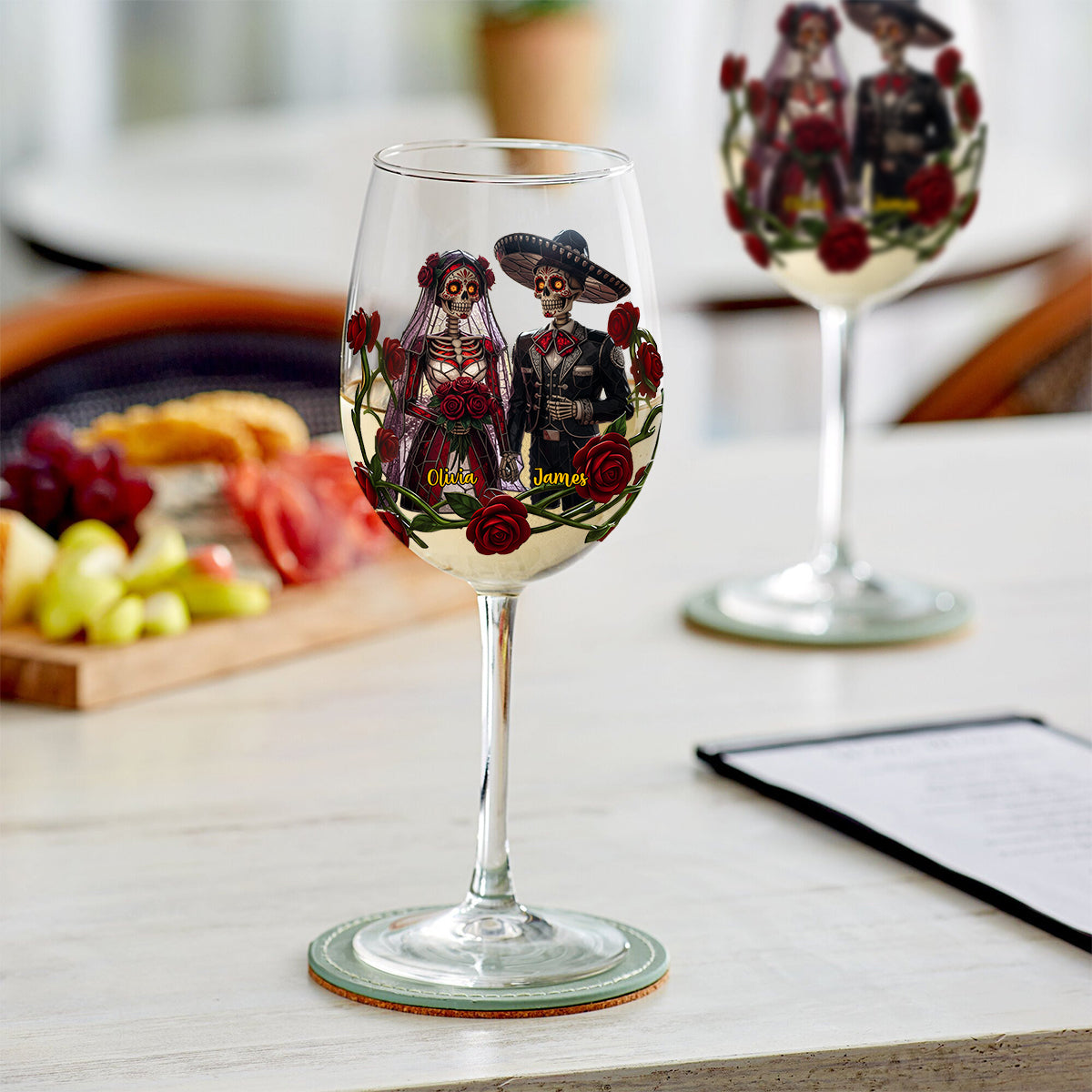 From Our First Kiss - Personalized Couple Wine Glass With Long Stem