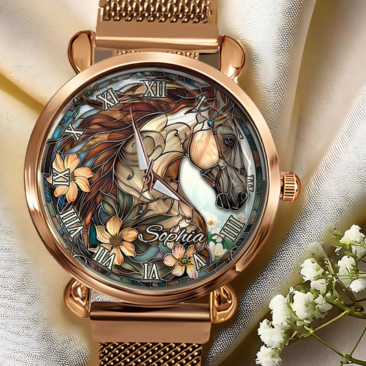 Montre-bracelet personnalisée Horse Girl pour femme 