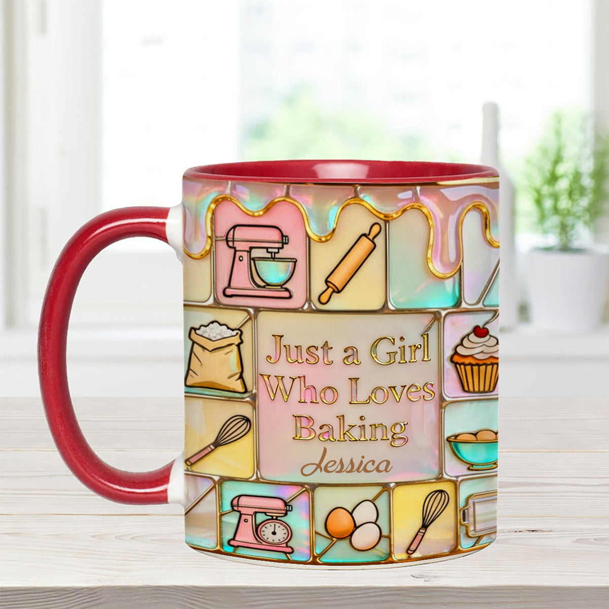 Juste une fille qui adore pâtisser - Mug personnalisé avec agitateurs en acrylique