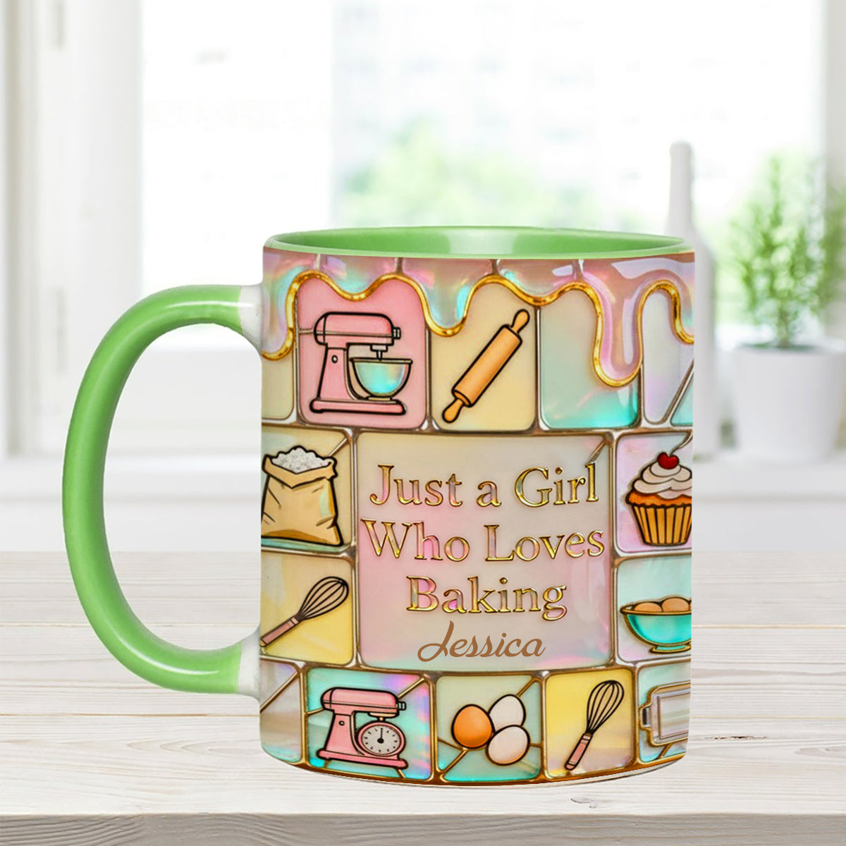 Juste une fille qui adore pâtisser - Mug personnalisé avec agitateurs en acrylique