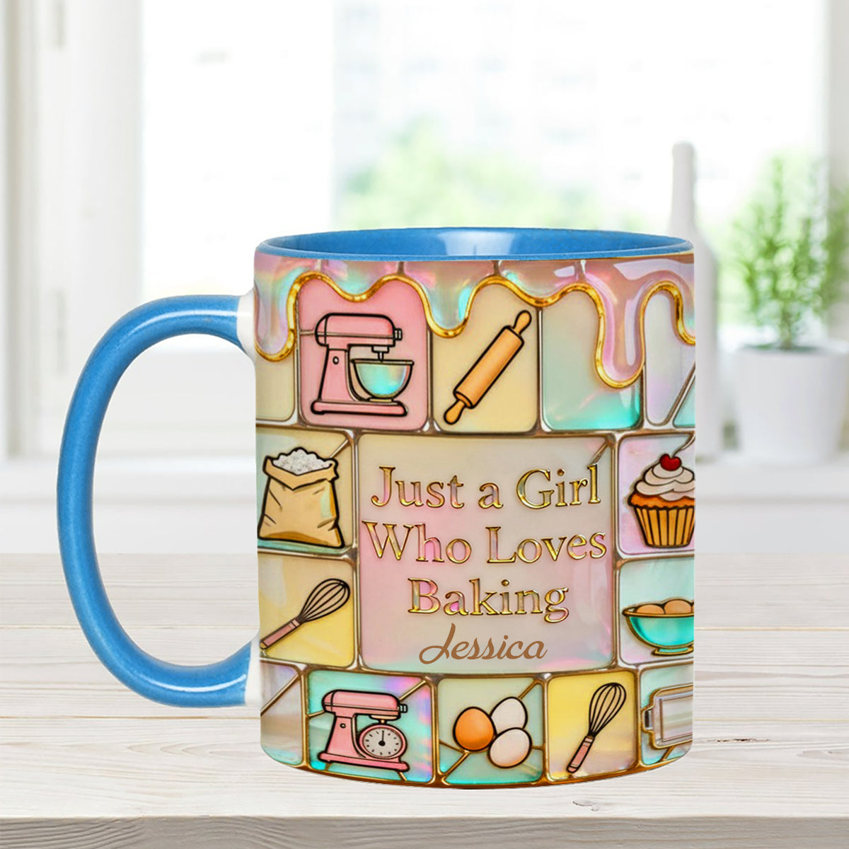 Juste une fille qui adore pâtisser - Mug personnalisé avec agitateurs en acrylique