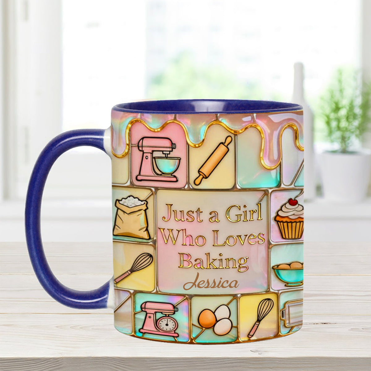 Juste une fille qui adore pâtisser - Mug personnalisé avec agitateurs en acrylique