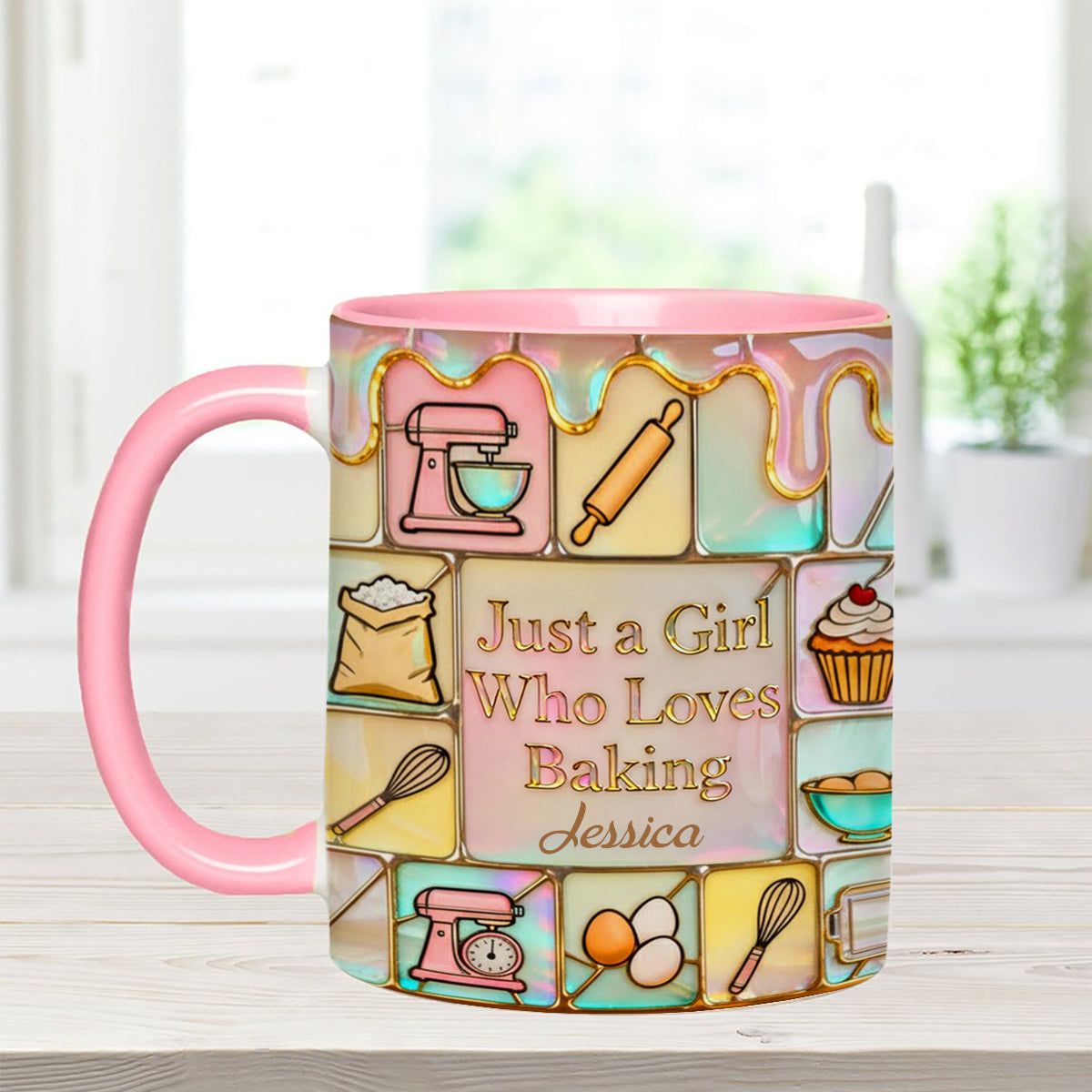 Juste une fille qui adore pâtisser - Mug personnalisé avec agitateurs en acrylique