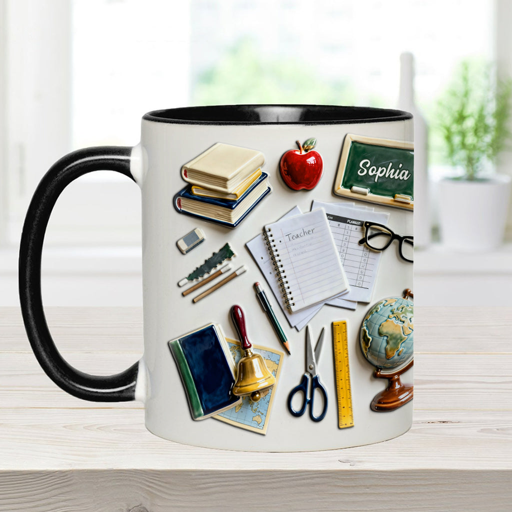 Vivre, aimer, enseigner - Mug et sous-verre personnalisés pour enseignants
