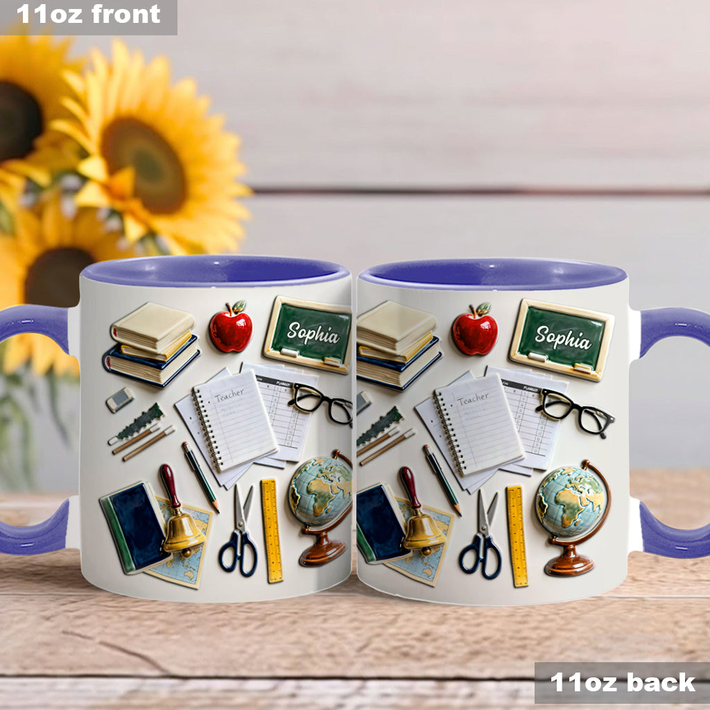 Vivre, aimer, enseigner - Mug et sous-verre personnalisés pour enseignants