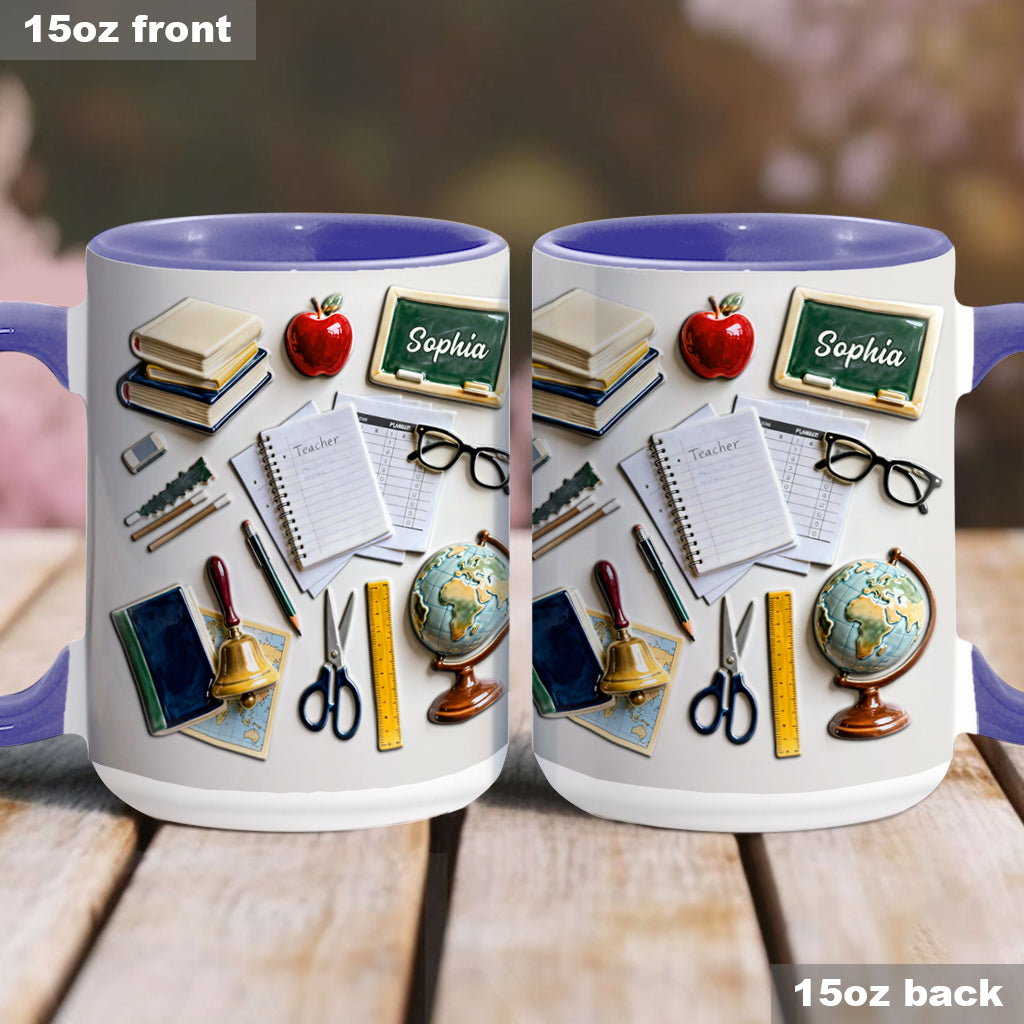 Vivre, aimer, enseigner - Mug et sous-verre personnalisés pour enseignants