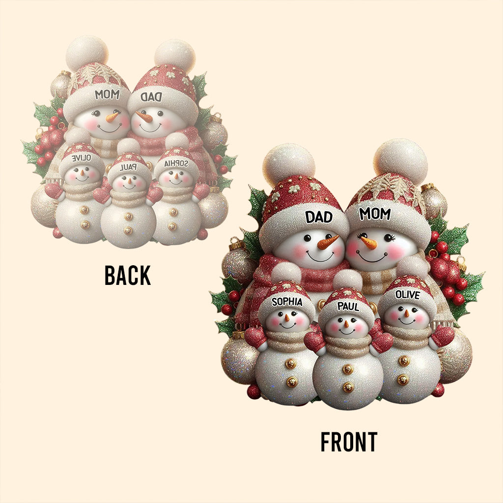 Bonhomme de neige de Noël - Plaque acrylique personnalisée pour la famille