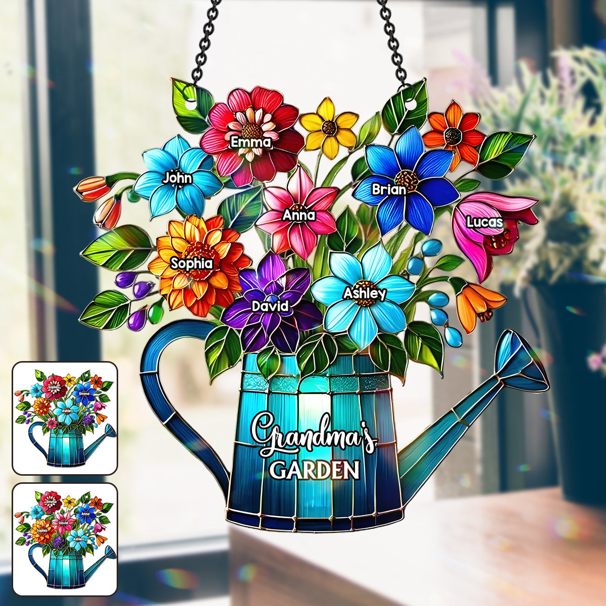 Grandma's Mom's Garden - Personalized Grandma Window Hanging Suncatcher Ornament