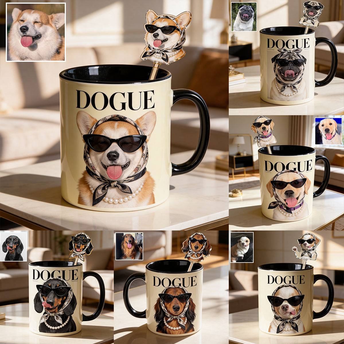 Cadeau Amusant pour Amoureux des Chiens - Tasse Personnalisée avec Mélangeurs en Acrylique