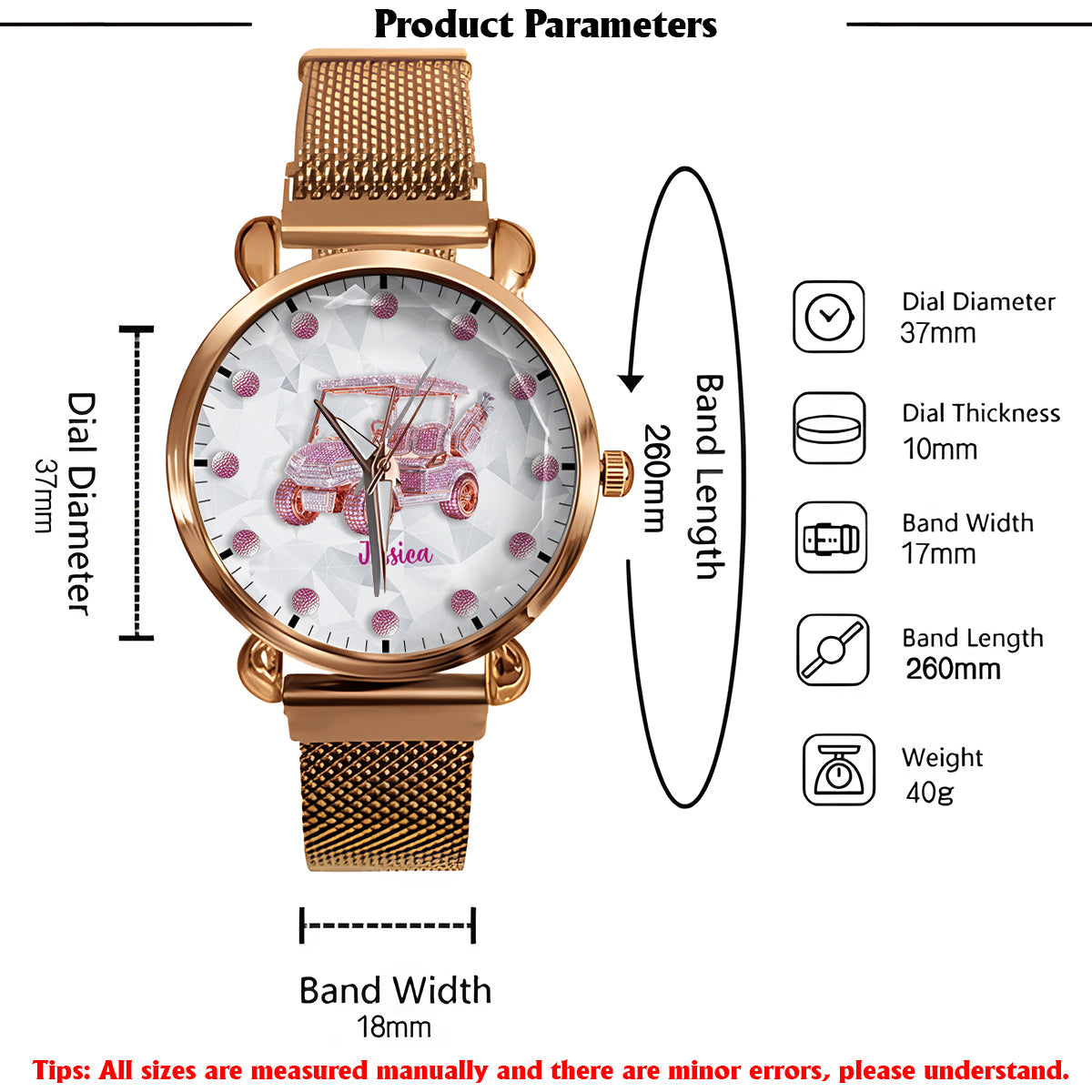 Goft Cart - Montre de golf personnalisée pour femme 