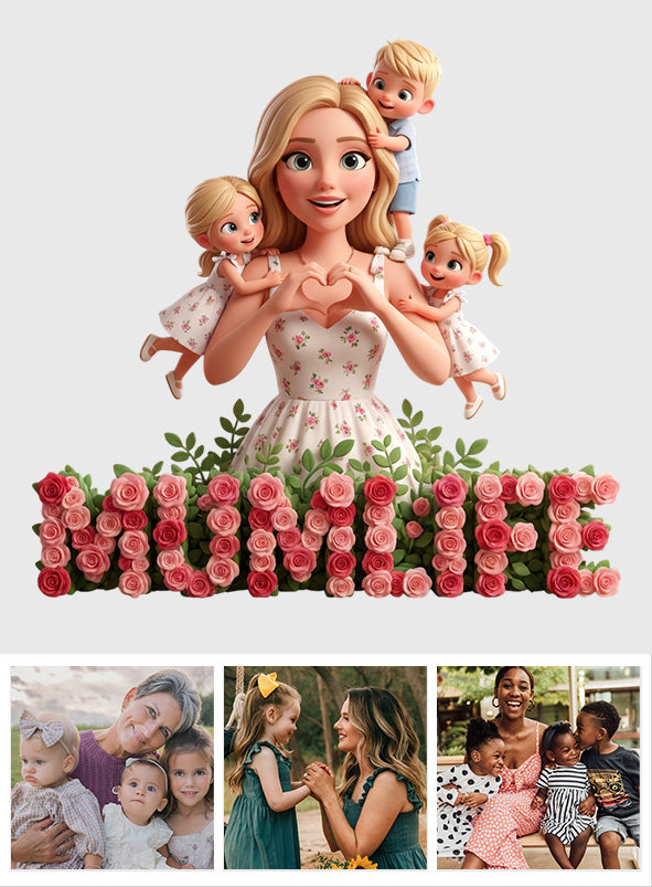 Heart Hands Pose With Flower - Personalized Mother Custom Shaped Acrylic Plaque