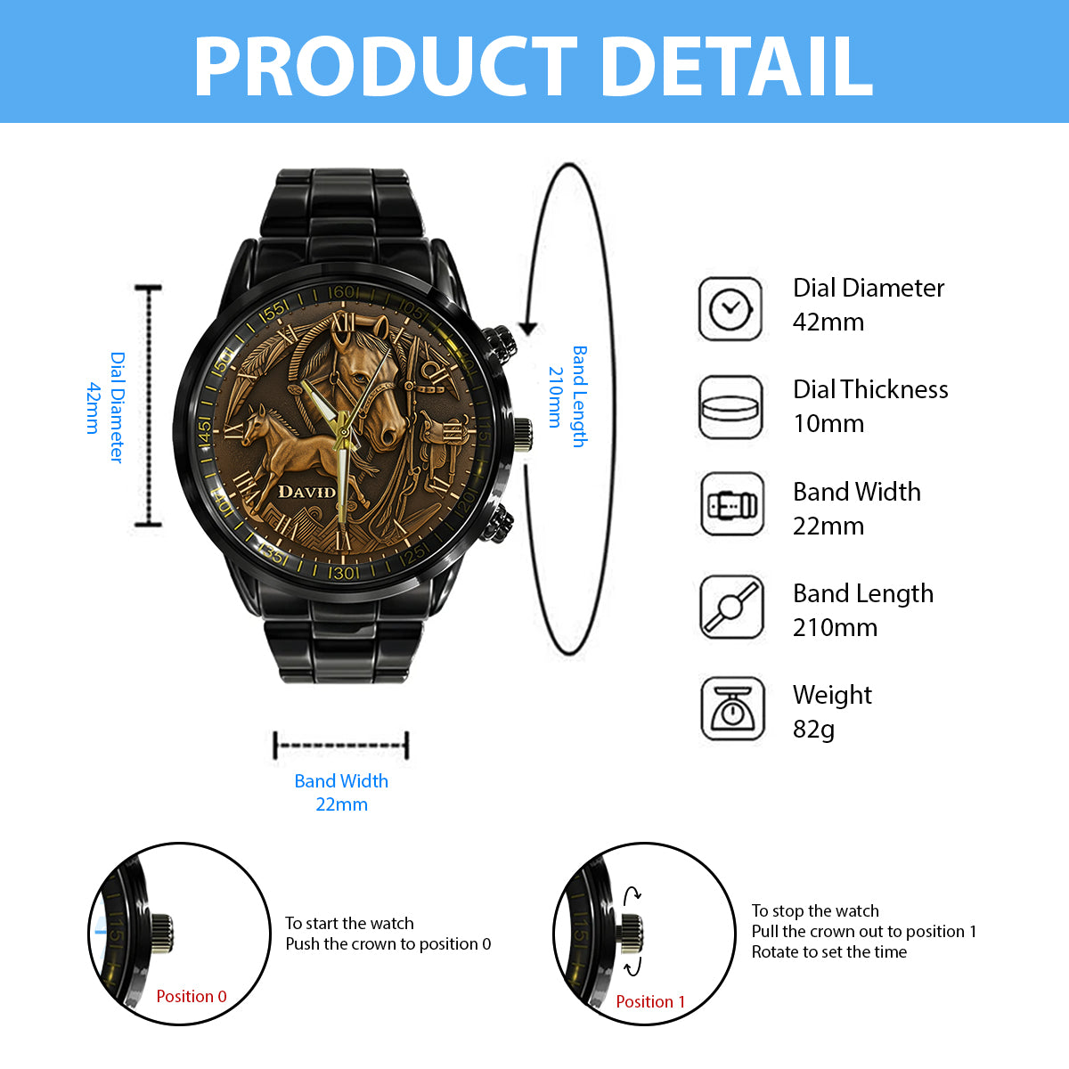 Timeless Equine - Montre-bracelet personnalisée pour chevaux