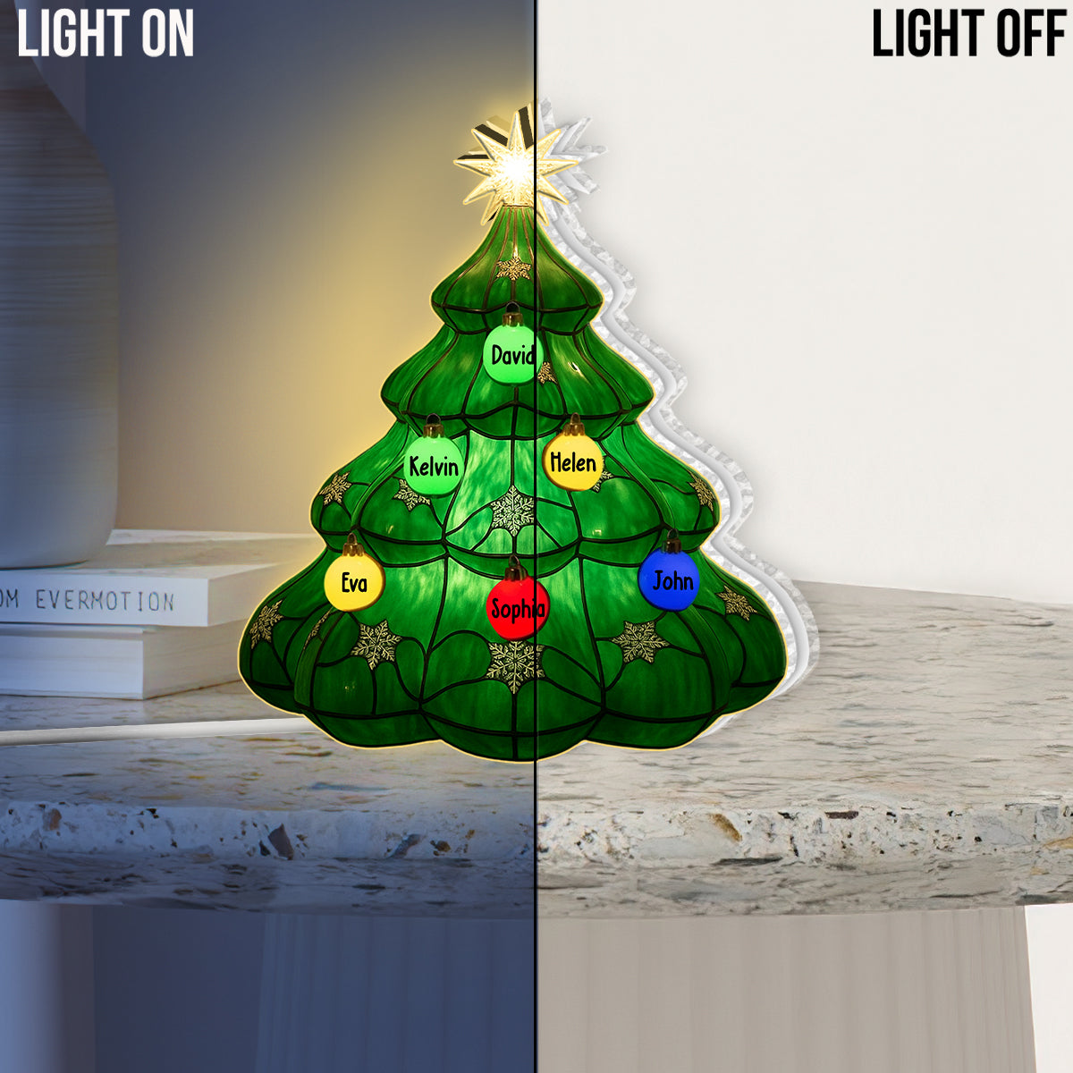 Merry Xmas Family Christmas Tree - Personalized Family Acrylic LED Night Light