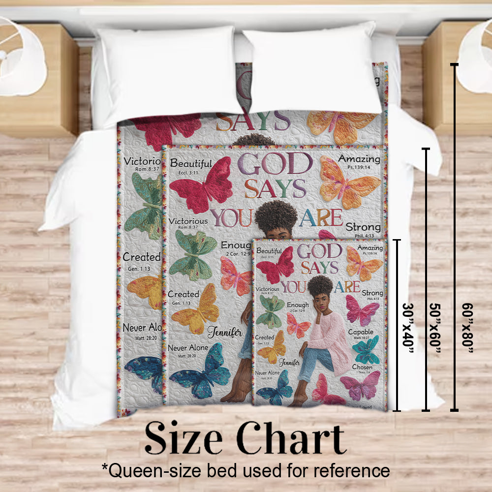 God Says You Are - Personalized African American Blanket