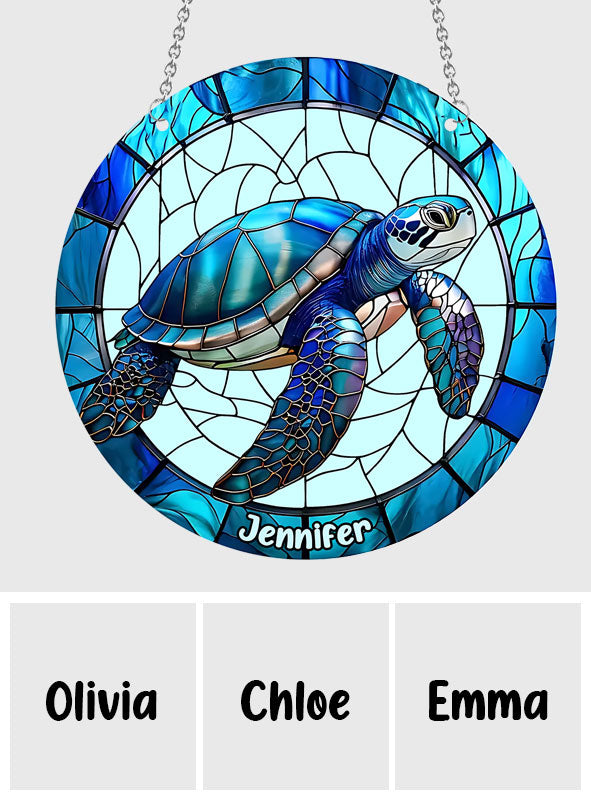 Love Turtles - Personalized Turtle Window Hanging Suncatcher Ornament