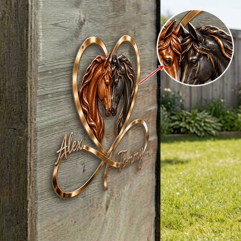 Love You Infinite - Personalized Horse 3D Printed Cut Metal Sign