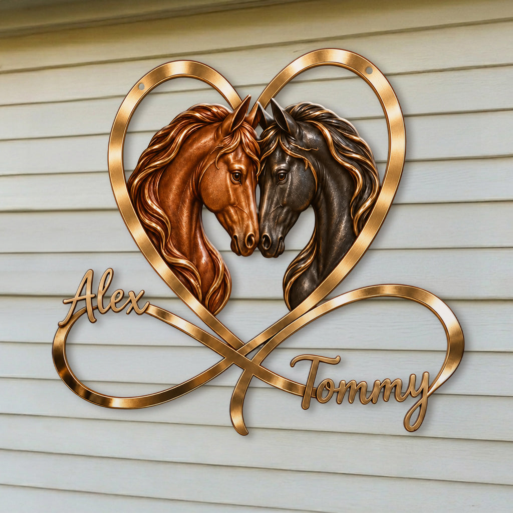 Love You Infinite - Personalized Horse 3D Printed Cut Metal Sign
