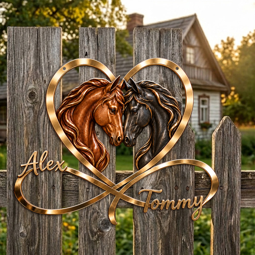 Love You Infinite - Personalized Horse 3D Printed Cut Metal Sign