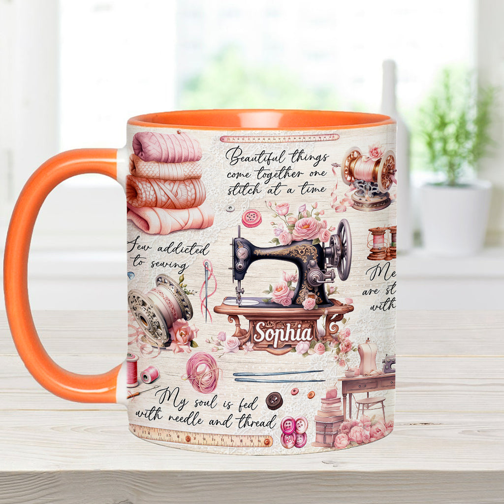 Accro à la couture - Mug personnalisé sur le thème de la couture