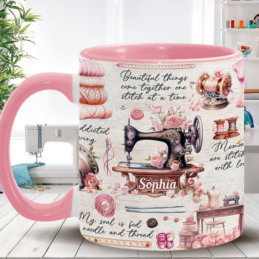 Accro à la couture - Mug personnalisé sur le thème de la couture