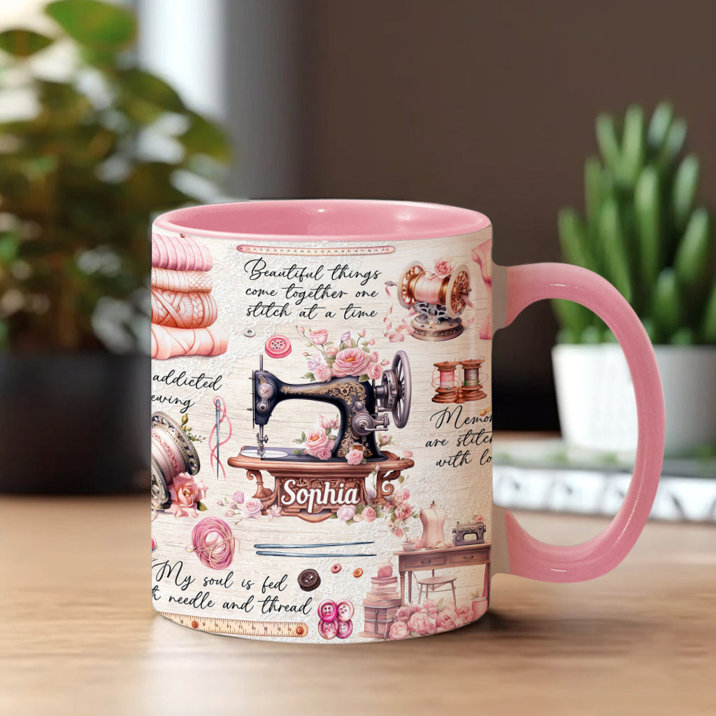Accro à la couture - Mug personnalisé sur le thème de la couture