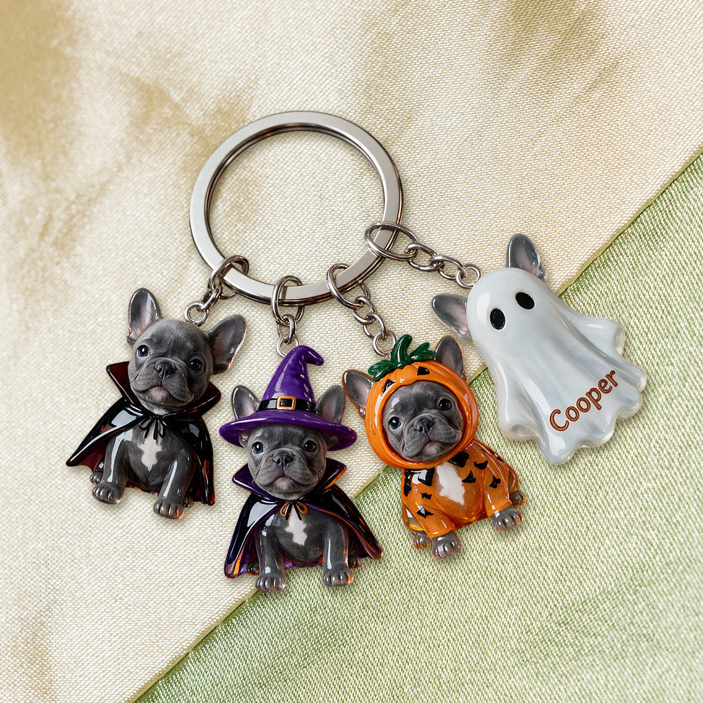 Ambiance Halloween - Porte-clés Premium Personnalisé pour Chien avec Charms