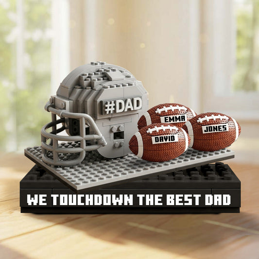 Nous avons marqué le touchdown du meilleur papa - Plaque acrylique personnalisée en forme de ballon de football