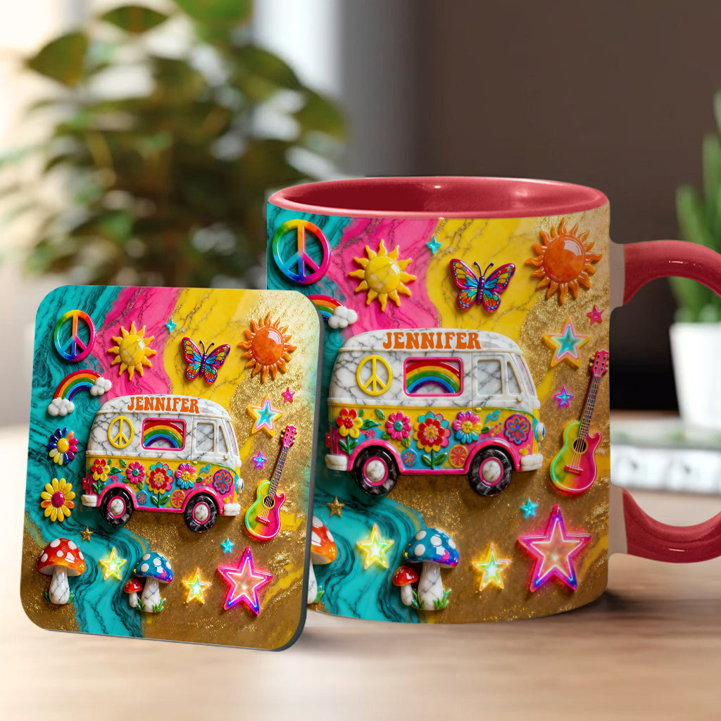 Hippie Souls - Personalized Hippie Accent Mug & Coaster