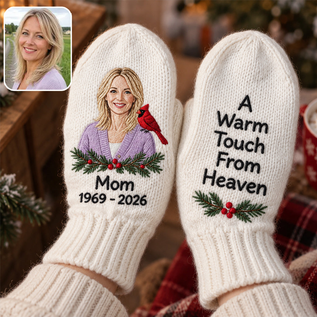 Warmth From Heaven - Personalized Memorial Knitted Mittens
