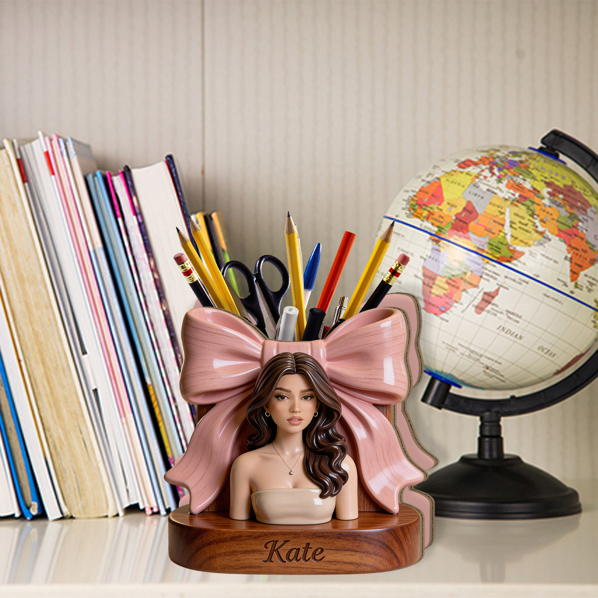 Organisateur de Bureau en Bois Personnalisé - Photo et Maquillage