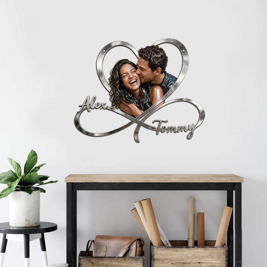 Love You Infinite, Bedroom Decoration - Personalized Couple Cut Metal Sign