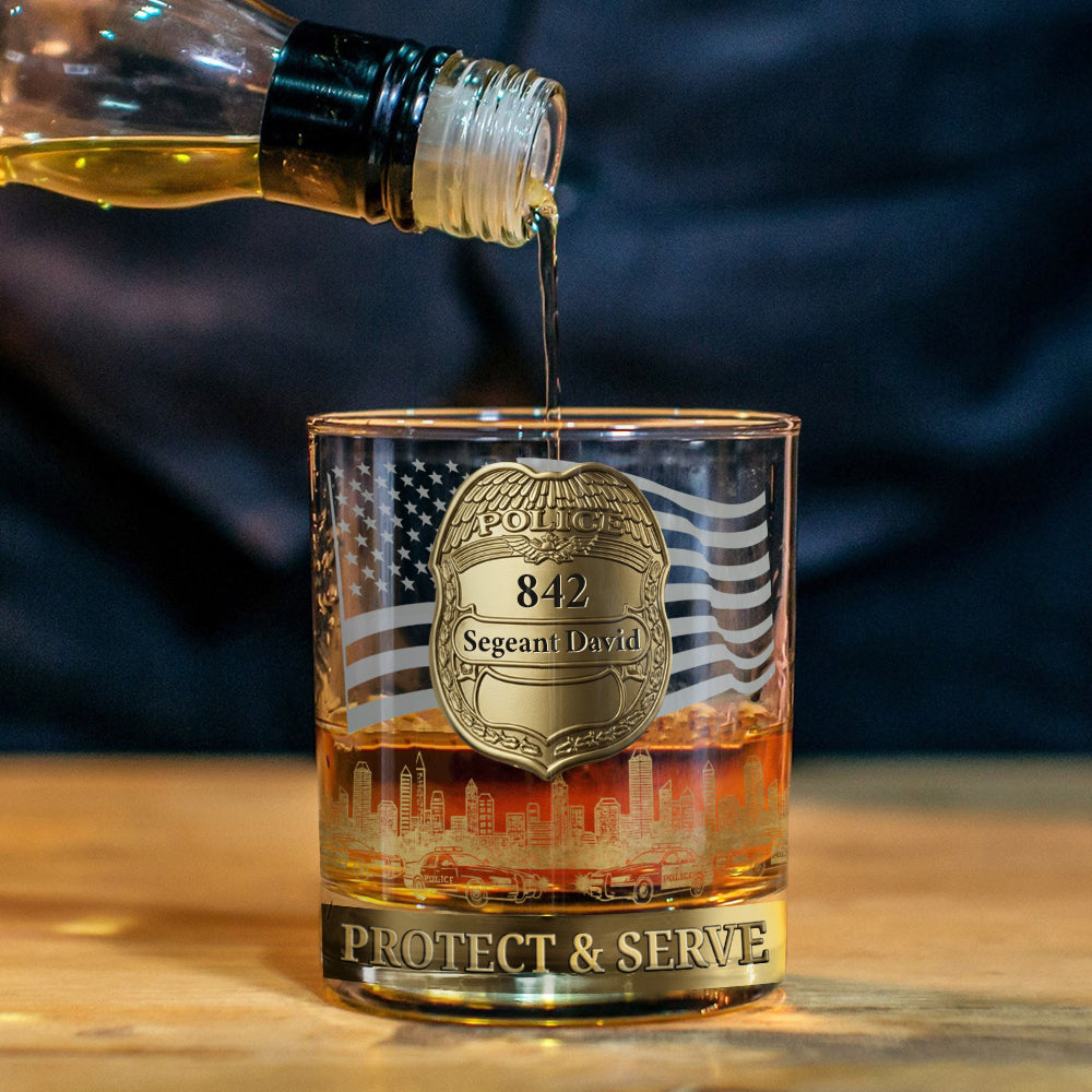 Protéger et servir - Verre à whisky personnalisé pour policier