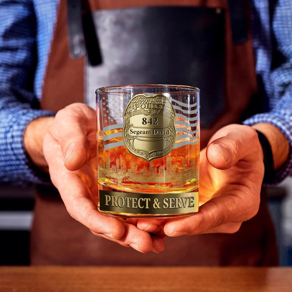 Protéger et servir - Verre à whisky personnalisé pour policier