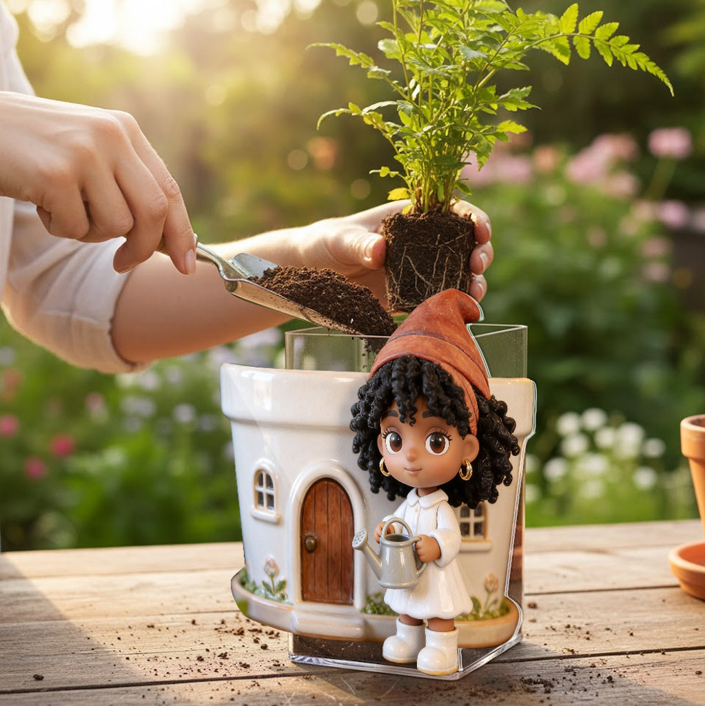 Custom Garden Gnome From Any Photo - Personalized Gardening Acrylic Pot