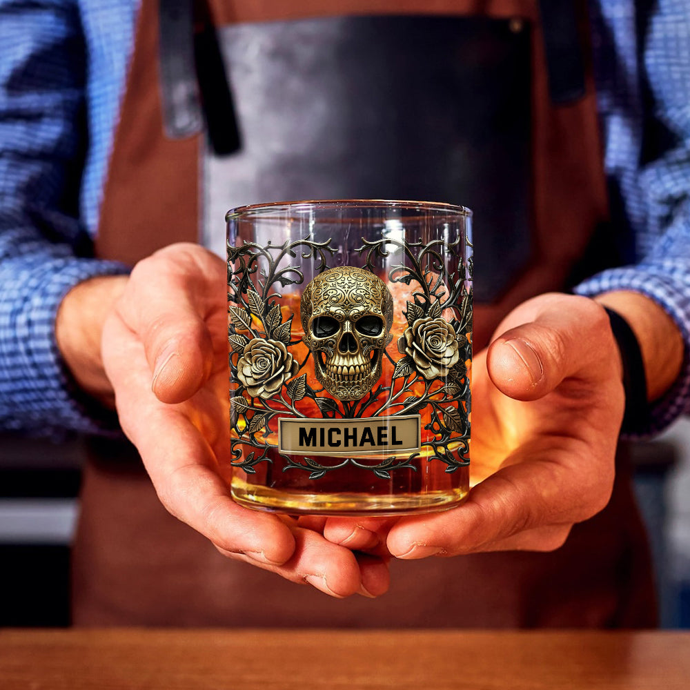Verre à whisky Skull Gothic - Mon spiritueux préféré : le whisky - Verre à whisky personnalisé Skull Gothic