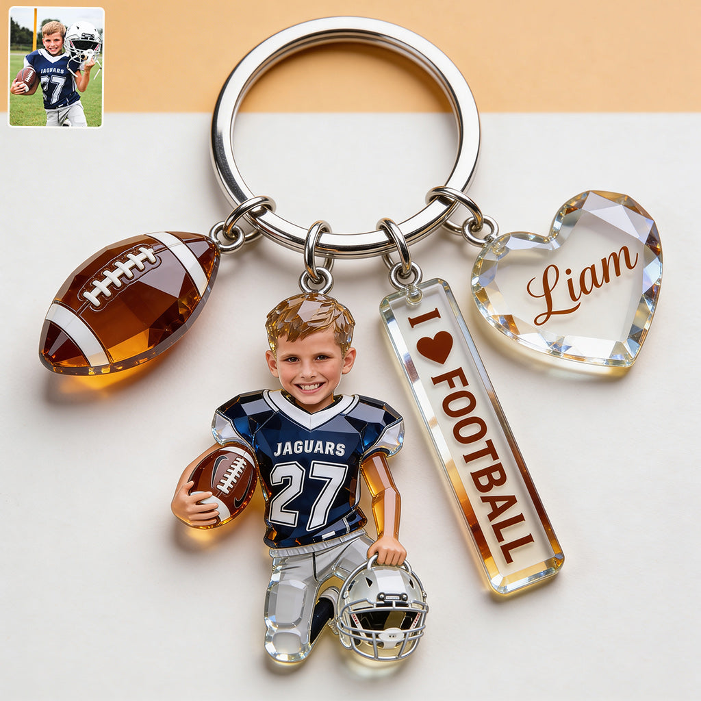 Sports pour enfants - Porte-clés premium personnalisé avec charms