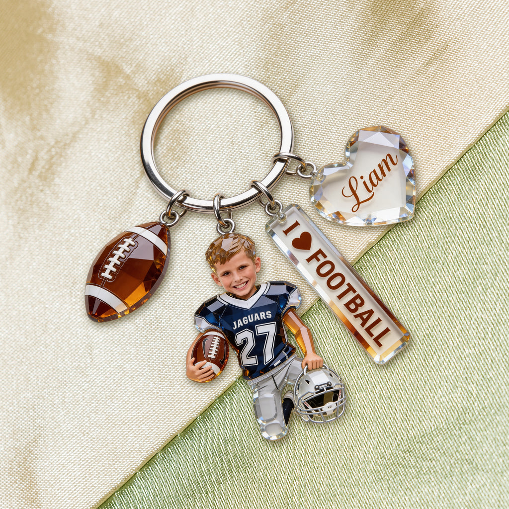 Sports pour enfants - Porte-clés premium personnalisé avec charms