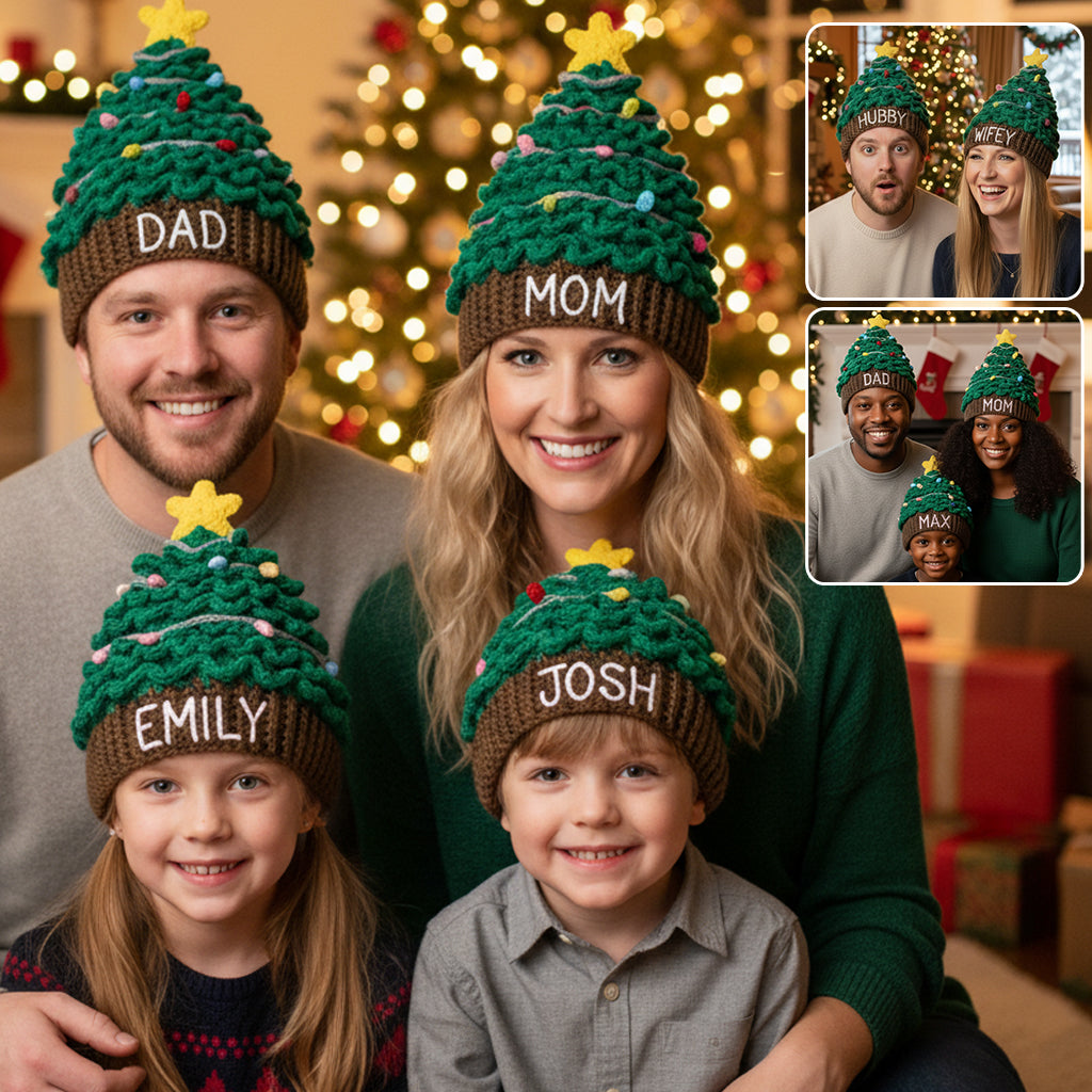 Joli sapin de Noël - Bonnet familial personnalisé