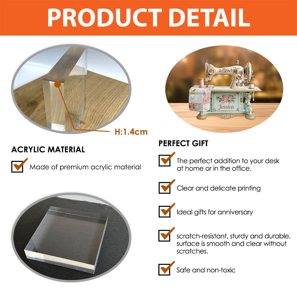 La couture me rend heureuse - Plaque acrylique personnalisée sur le thème de la couture