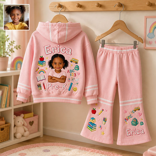 Back To School - Personalized Kid Kid Hoodie & Flare Leggings Set