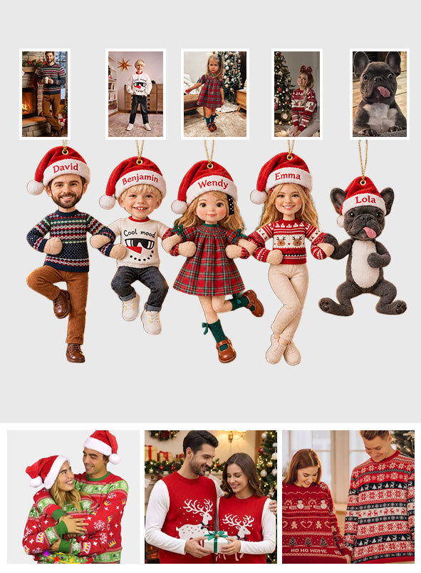 Funny Posable Plush Ornament Gift For Family Members - Personalized Family Ornament With Charm