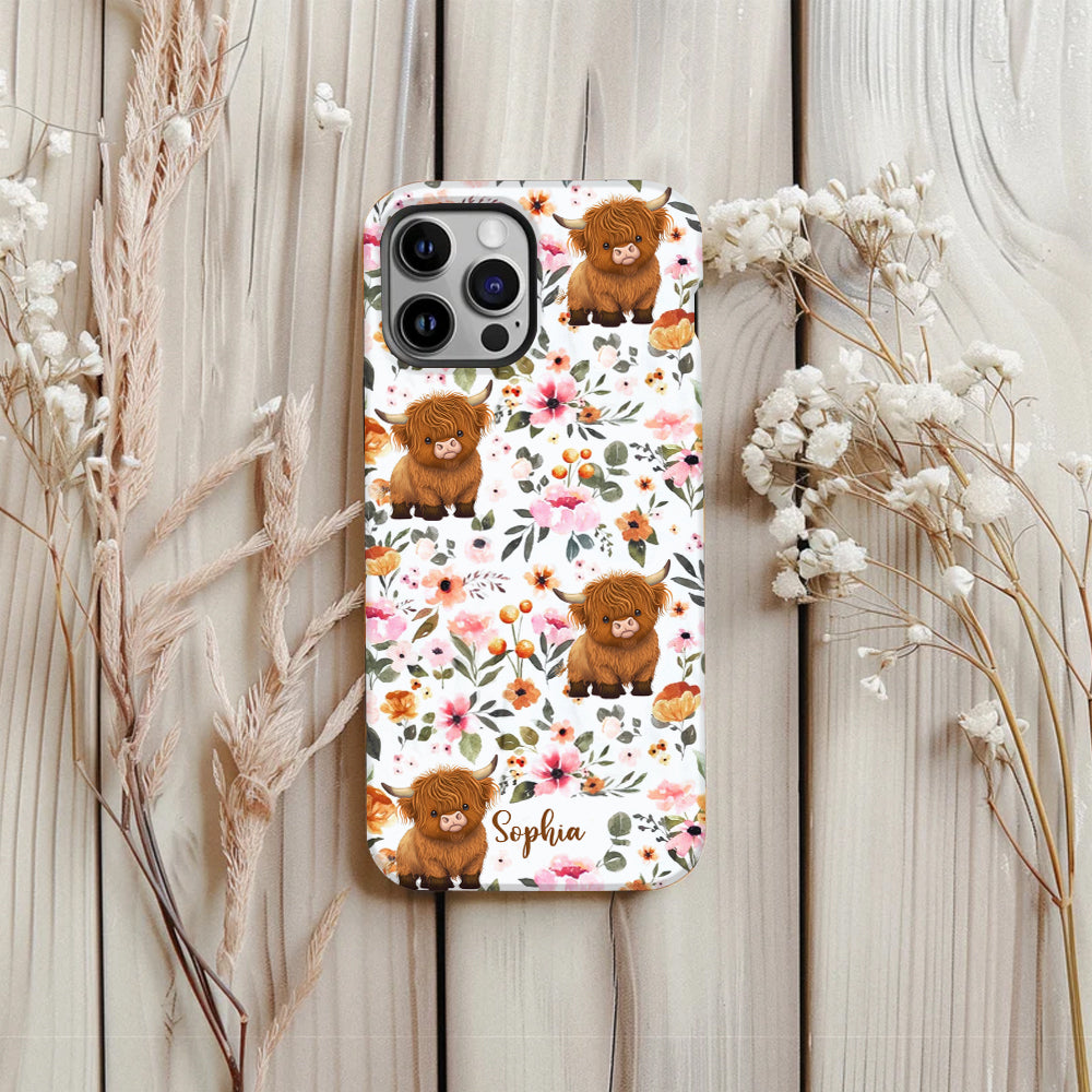 Coque de téléphone personnalisée avec motif vache des Highlands et imprimé intégral