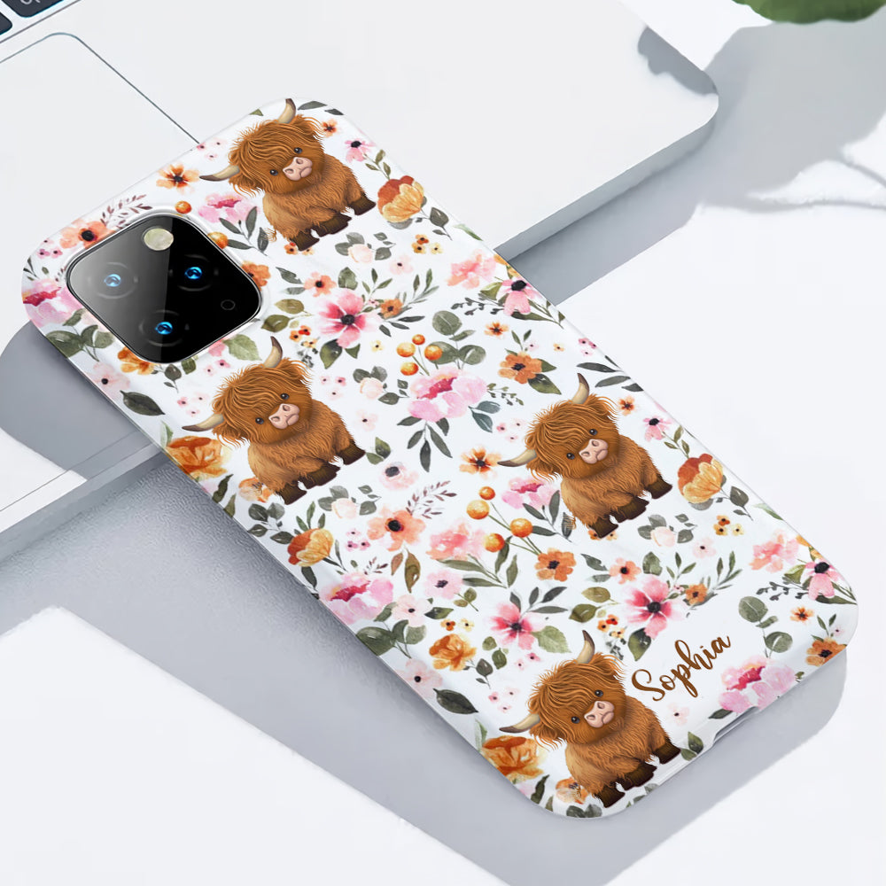 Coque de téléphone personnalisée avec motif vache des Highlands et imprimé intégral