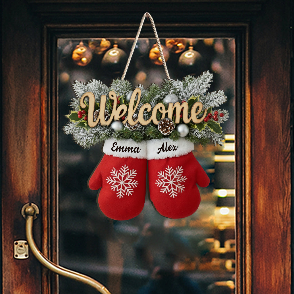 Bienvenue chez nous - Panneau en bois personnalisé pour couple