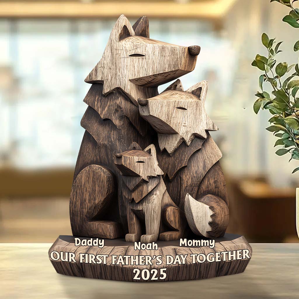 First Father's Day Family Wolf - Personalized Father Custom Shaped Acrylic Plaque