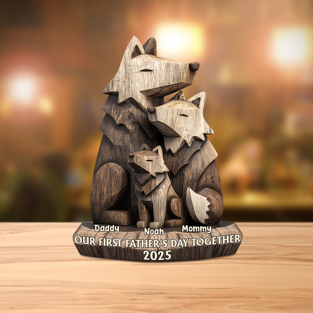 First Father's Day Family Wolf - Personalized Father Custom Shaped Acrylic Plaque