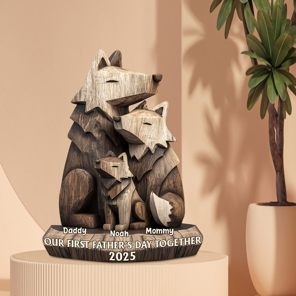 First Father's Day Family Wolf - Personalized Father Custom Shaped Acrylic Plaque