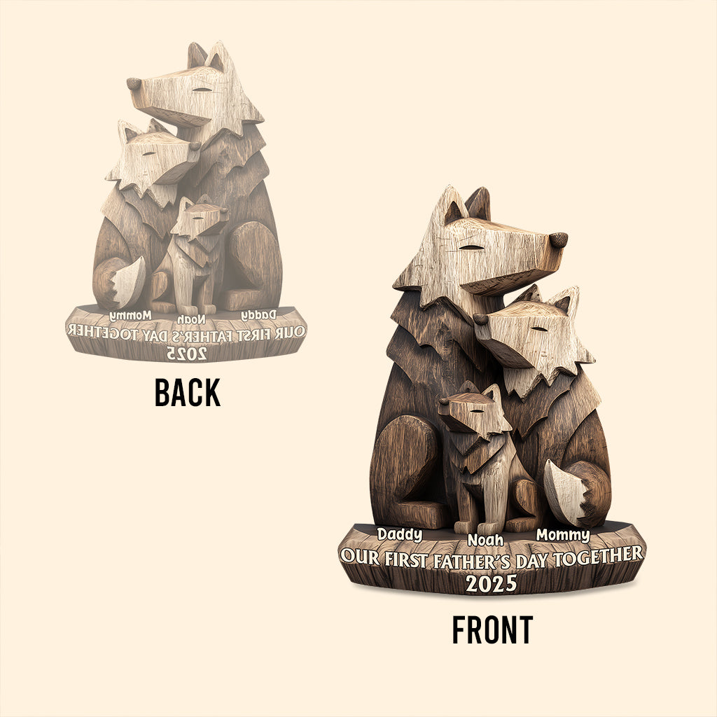 First Father's Day Family Wolf - Personalized Father Custom Shaped Acrylic Plaque