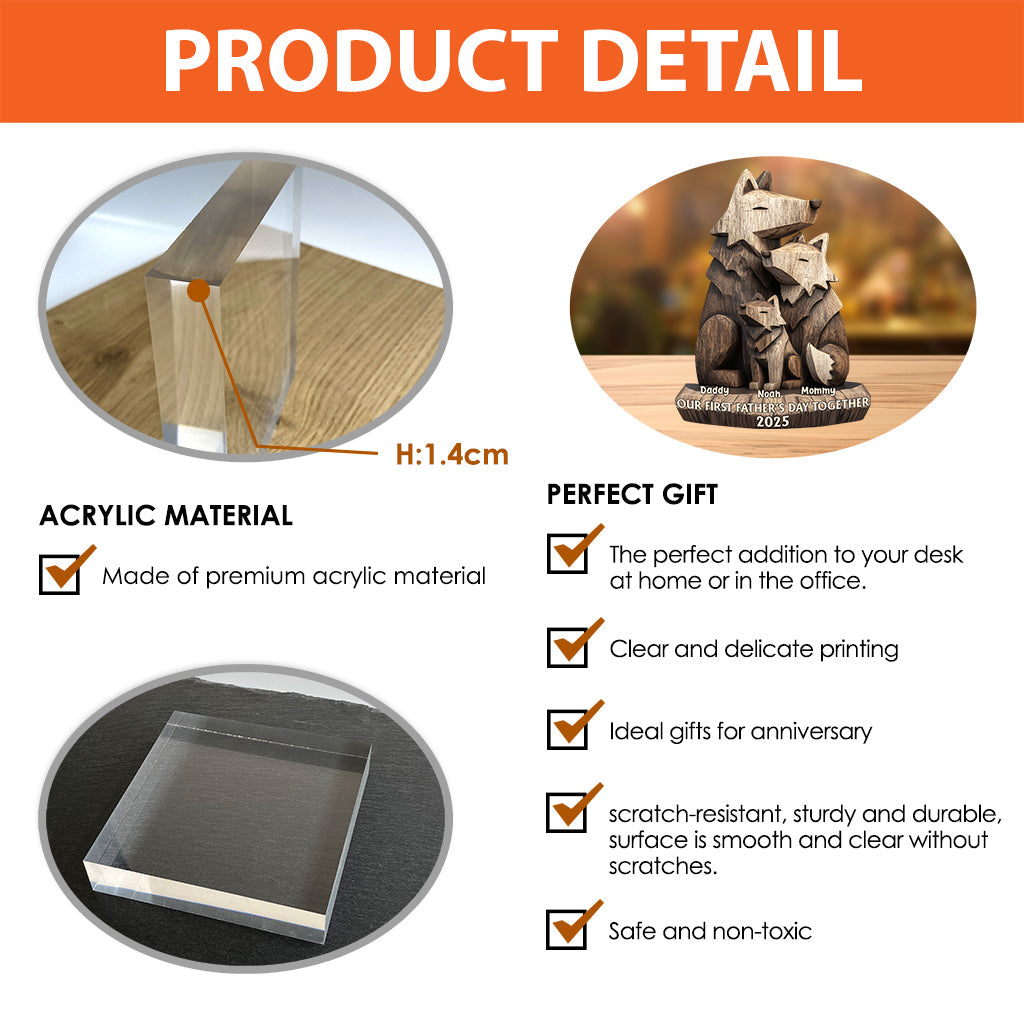 First Father's Day Family Wolf - Personalized Father Custom Shaped Acrylic Plaque